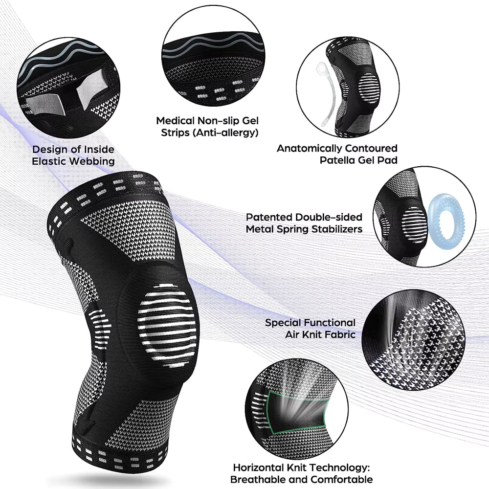 Silicone Knee Pad Support Strap – Patella & Meniscus Compression Brace for Running & Sports