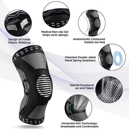 Silicone Knee Pad Support Strap – Patella & Meniscus Compression Brace for Running & Sports